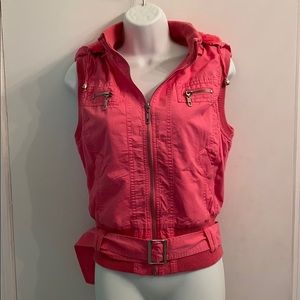 NWOT Downtown coalition pink belted vest